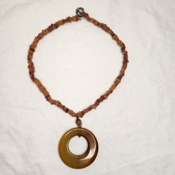 Amber bead Agate stone necklace - Picture 5 of 8